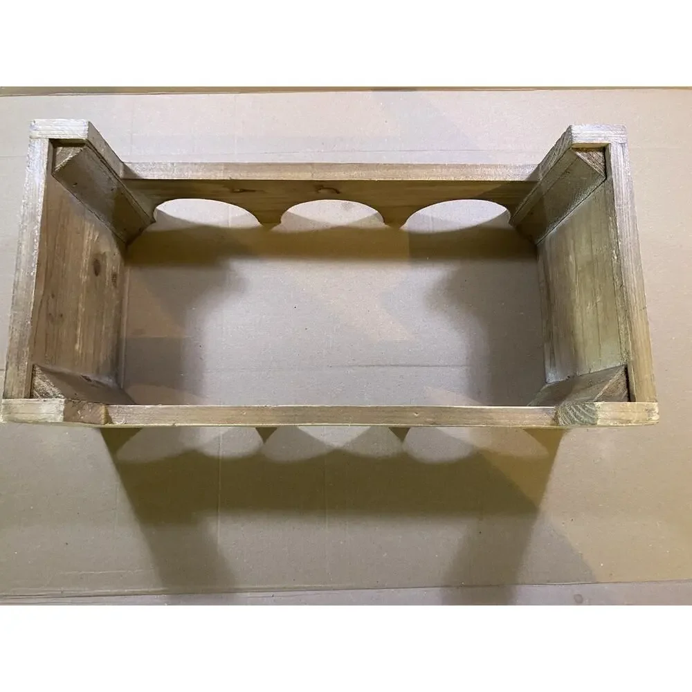 Rustic Wood Countertop Wine Rack 3 Bottle Whitewashed Wood Finish 13